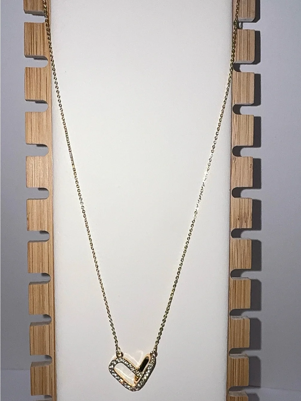 14K Gold Plated Interlocking Hearts Necklace | Cubic Zirconia Pave